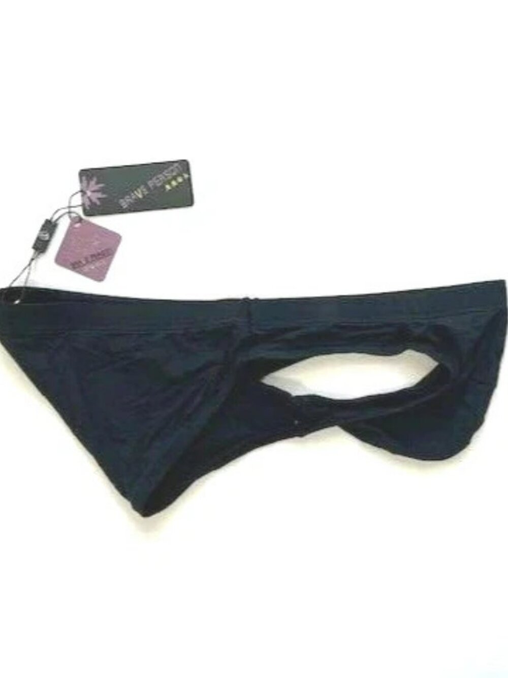 Brave Person Men's Swim Bikini Brief - Black (BP9791-BK) Contoured Pouch - Picture 10 of 15